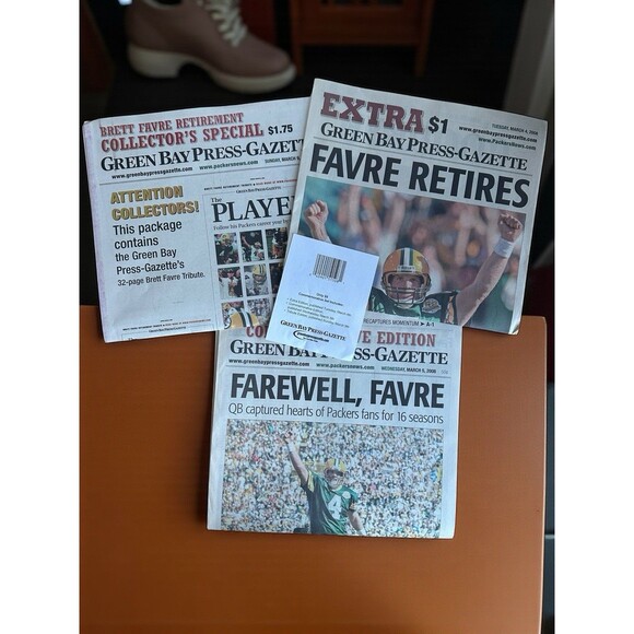 Brett Favre 2008 Retirement Newspaper Set Green Bay Press Gazette - Picture 5 of 12